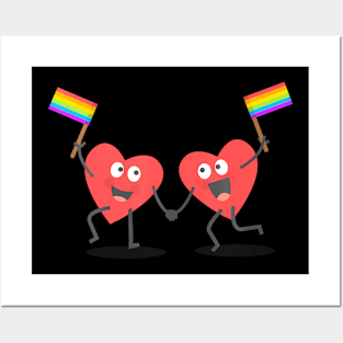 Cute Hearts Waving Flags Lgbt Valentine Posters and Art